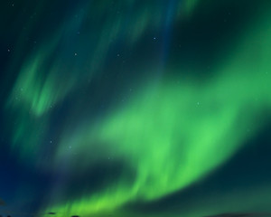 Bright green Northern lights (Aurora borealis)