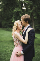 young couple in love having fun and enjoying the beautiful nature