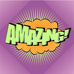 Printed kitchen splashbacks Pop-art comic bubble Amazing text