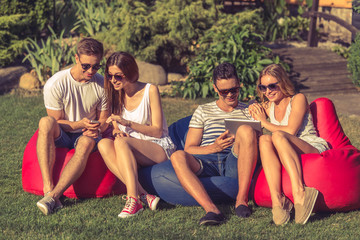 Young people resting outdoors