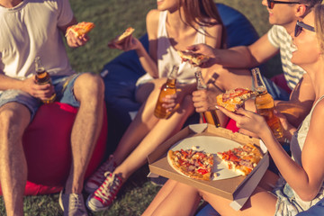 Young people resting outdoors