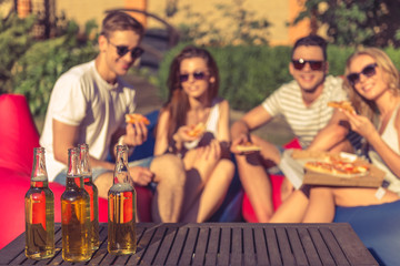Young people resting outdoors
