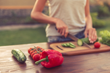 Young girl cooking