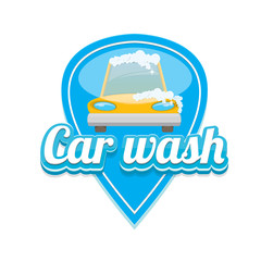 vector Car wash icons set isolated on white.