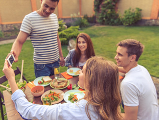 Young people resting outdoors