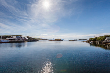 Fototapeta premium Beautiful view on nowegian fjords and seaside houses