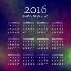 new year 2016 calender