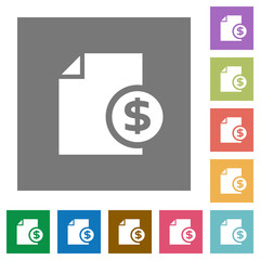 Dollar money report square flat icons