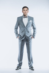 Portrait of a elegant handsome business man on white background