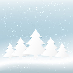 Obraz premium christmas tree in snowy background