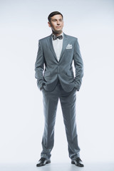 Portrait of a elegant handsome business man on white background