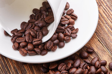 inverted white cup with coffee