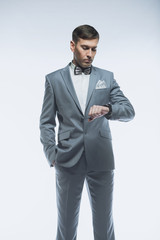 Portrait of a elegant handsome business man on white background