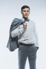 Portrait of a elegant handsome business man on white background