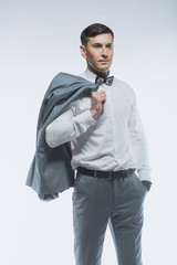 Portrait of a elegant handsome business man on white background