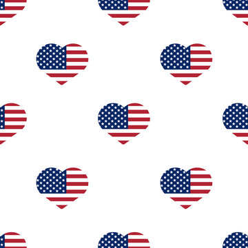 American flag heart pattern. Heart pattern on white background. Vector image of United States flag.