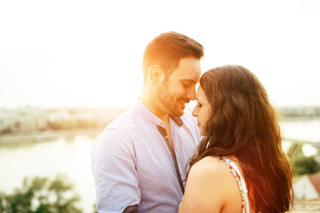 Couple in love hugging