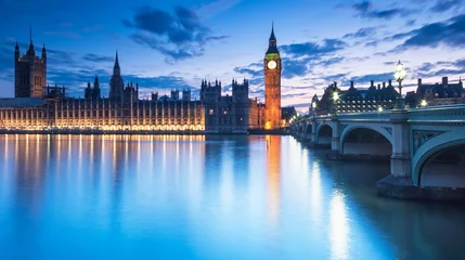 Gordijnen Big Ben en de Houses of Parliament & 39 s nachts in Londen, VK © Horváth Botond