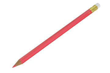 Red pencil closeup, 3D rendering
