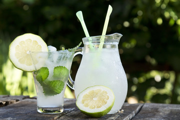 mojito glass and pitcher