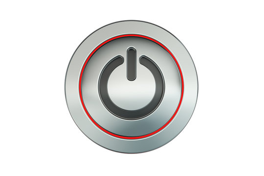 power button closeup, 3D rendering
