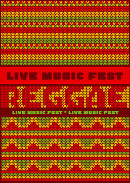 knitted pattern reggae color music background. Jamaica poster ve