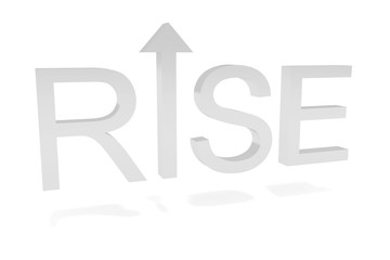 Word Rise in the air with arrow, 3d illustration