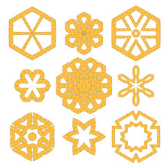 Set of Different Rope Ornaments Isolated on White Background