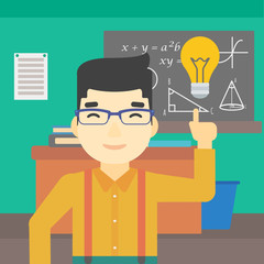 Student pointing at light bulb vector illustration