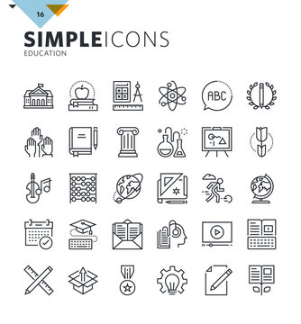 Modern thin line education icons. Premium quality outline symbol collection for web design, mobile app, graphic design. Mono linear pictograms, infographics and web elements pack.