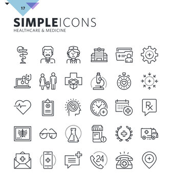 Modern thin line medical icons. Premium quality outline symbol collection for web design, mobile app, graphic design. Mono linear pictograms, infographics and web elements pack.