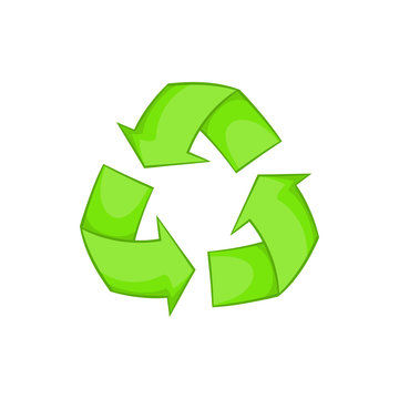 Recycling icon in cartoon style isolated on white background. Ecology symbol