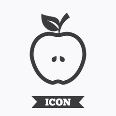 Apple sign icon. Fruit with leaf symbol.