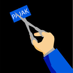 illustration for Pajak (tax in indonesia language) cutting or amnesty, at black background
