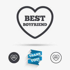 Best boyfriend sign icon. Heart love symbol.