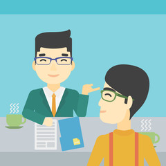 Man during tv interview.