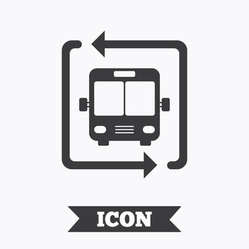 Bus shuttle icon. Public transport stop symbol.