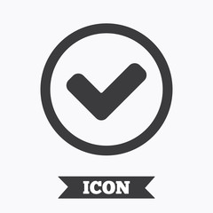 Check mark sign icon. Yes circle symbol.