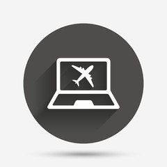 Online check-in sign. Airplane symbol. Travel.