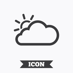Cloud and sun sign icon. Weather symbol.