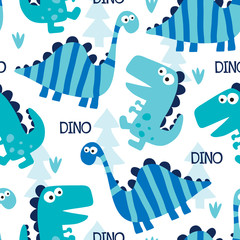 seamless dinosaur pattern vector illustration