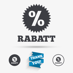 Rabatt - Discounts in German sign icon. Star.
