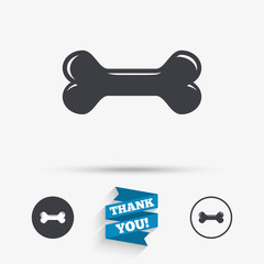 Dog bone sign icon. Pets food symbol.