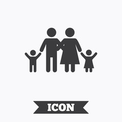 Family icon. Parents with children symbol.