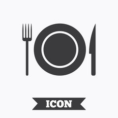 Food sign icon. Cutlery symbol. Knife and fork.