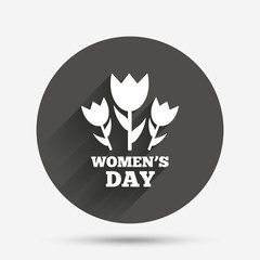8 March Women's Day sign icon. Flowers symbol.
