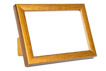 Copper photo frame on white background