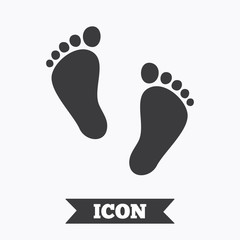 Child pair of footprint sign icon. Barefoot .