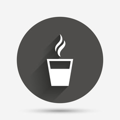 Coffee glass sign icon. Hot coffee button.
