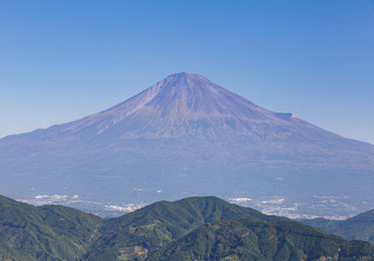 Mountain Fuji without snow on top in autumn season